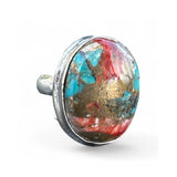 Kingman Turquoise & Spiny Oyster Solid 925 Sterling Silver Ring 5