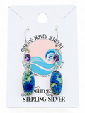 Blue Bird Azurite & Amethyst Solid 925 Sterling Silver Earrings