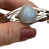 Rainbow Moonstone Solid 925 Sterling Silver Cuff Bracelet