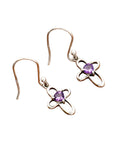 Amethyst cross Solid 925 Sterling Silver Pendant Earrings Set
