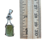 Rough Green Kyanite & Herkimer Diamond Solid 925 Sterling Silver Pendant
