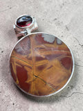 Noreena Jasper & Garnet Solid 925 Sterling Silver Pendant