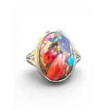 Kingman Pink Dahlia Turquoise Solid 925 Sterling Silver Ring 6.5