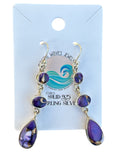 Kingman Violet Dahlia Solid 925 Sterling Silver Earrings