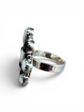 Flower White Buffalo Solid 925 Sterling Silver Ring ADJ