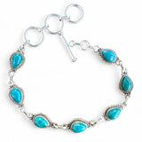Chrysocolla Solid 925 Sterling Silver Bracelet