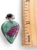 Ruby in Zoisite & Garnet Solid 925 Sterling Silver Pendant