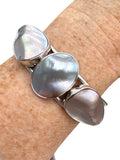 Mother of Pearl Solid 925 Sterling Silver Cuff Bracelet