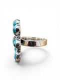 Flower Kingman Turquoise Solid 925 Sterling Silver Ring ADJ