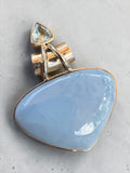 Owyhee Opal & Blue Topaz Solid 925 Sterling Silver Pendant