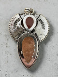 Peach Aventurine & Carnelian Silver Overlay Pendant