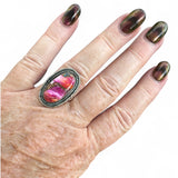 Kingman Pink Dahlia Turquoise Solid 925 Sterling Silver Ring 8