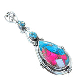 Kingman Cotton Candy Turquoise Solid 925 Sterling Silver Pendant