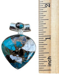 Kingman Turquoise & White Buffalo Solid 925 Sterling Silver Pendant