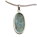 Larimar Solid 925 Sterling Silver Pendant & Opalite Necklace