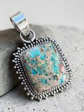 Aqua Sea Sediment Jasper Solid 925 Sterling Silver Pendant