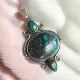 Tibetan Turquoise Solid 925 Sterling Silver Pendant