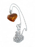 Heart Baltic Amber Solid 925 Sterling Silver Necklace