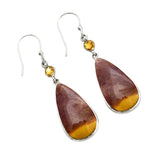 Mookaite Jasper & Citrine Solid 925 Sterling Silver Earrings
