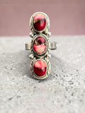 Kingman Red Rose Dahlia Solid 925 Sterling Silver Ring 7