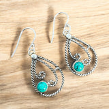 Turquoise Solid 925 Sterling Silver Earrings
