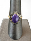 Charoite Solid 925 Sterling Silver Ring 8.5