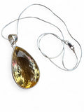 Citrine Solid 925 Sterling Silver Pendant with 20 inch chain necklace