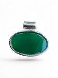 Green Onyx & Lapis Solid 925 Sterling Silver Pendant