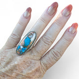 Kingman Turquoise & Spiny Oyster Solid 925 Sterling Silver Ring 8