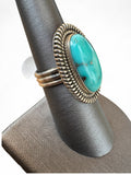 Kingman Turquoise Solid 925 Sterling Silver Ring 7