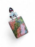 Unakite & Garnet Solid 925 Sterling Silver Pendant