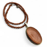 Goldstone Solid 925 Sterling Silver Pendant Necklace