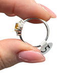 Citrine & White Topaz Solid 925 Sterling Silver Ring 5