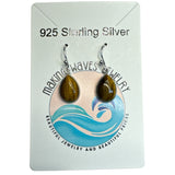 Tigers Eye Solid 925 Sterling Silver Earrings