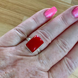 Red Coral Solid 925 Sterling Silver Ring