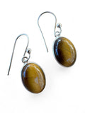 Tiger Eye Solid 925 Sterling Silver Earrings