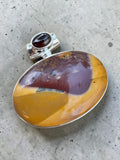 Mookaite Jasper & Garnet Solid 925 Sterling Silver Pendant