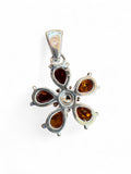 Baltic Amber Flower Solid 925 Sterling Silver Pendant
