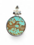 Tibetan Spider web Turquoise & Blue Topaz Solid 925 Sterling Silver Pendant