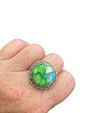 Kingman Peacock Dahlia Solid 925 Sterling Silver Ring 9