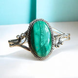 Malachite Solid 925 Sterling Silver Cuff Bracelet