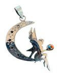 Fairy Turquoise and Oyster Solid 925 Sterling Silver Pendant