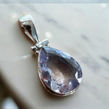 RARE Lavender Quartz Solid 925 Sterling Silver Pendant
