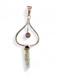 Pink & Green Tourmaline with Quartz point Solid 925 Sterling Silver Pendant