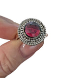 Garnet Solid 925 Sterling Silver Ring 8