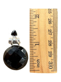 Faceted Black Onyx Solid 925 Sterling Silver Pendant