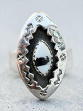 White Buffalo Shadow Box Solid 925 Sterling Silver Ring 7