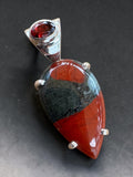 Bloodstone & Garnet Solid 925 Sterling Silver Pendant