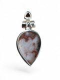 Crazy Lace Agate & Garnet Solid 925 Sterling Silver Pendant