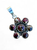 Kingman Red Rose Dahlia flower Solid 925 Sterling Silver Pendant